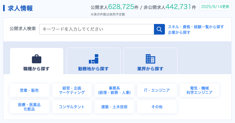リクルートエージェントの求人数