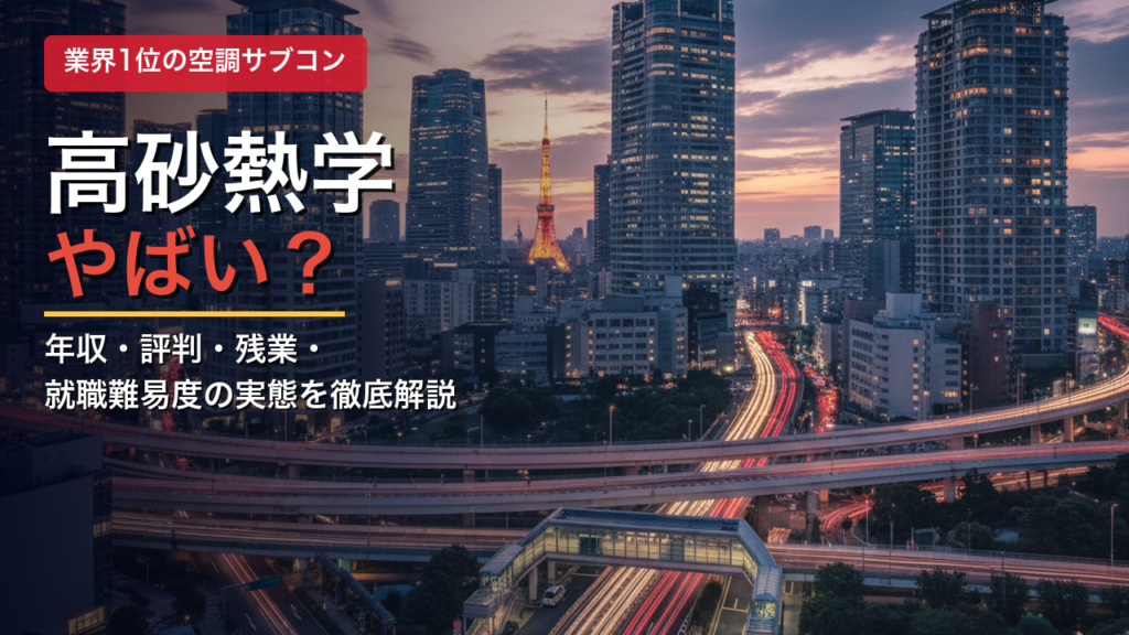 高砂熱学 やばい？年収・評判・残業の実態｜業界1位の空調サブコン