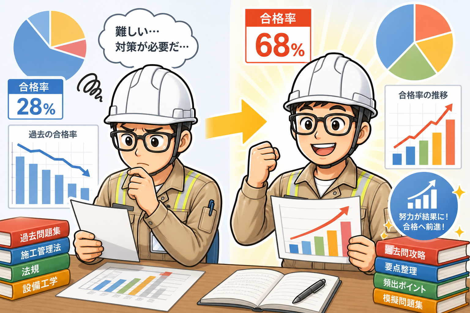 1級管工事施工管理技士の合格率推移と対策