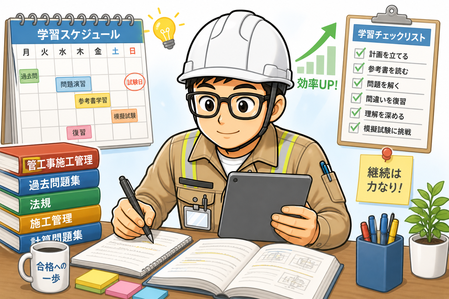 1級管工事施工管理技士の学習スケジュール