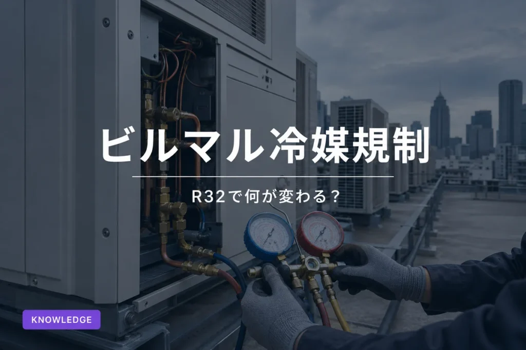 ビルマル空調室外機の冷媒ゲージ接続作業