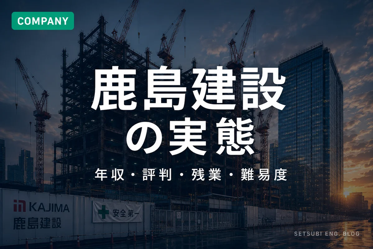 鹿島建設の大規模建設現場。超高層ビルの鉄骨とタワークレーンがそびえ立つゴールデンアワーのシネマティック写真