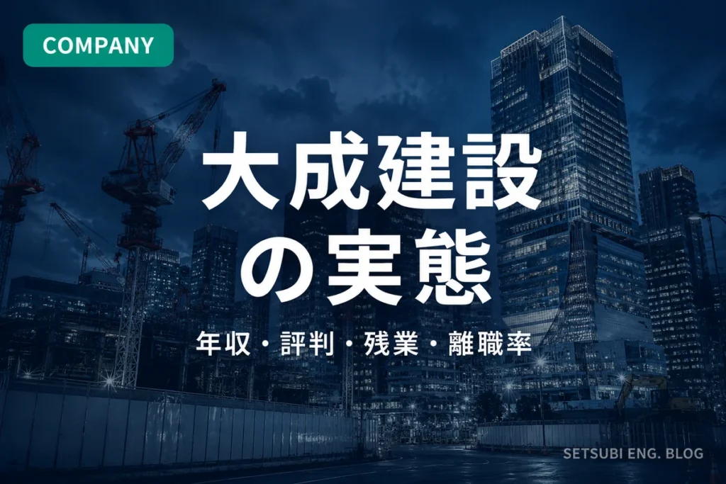 大成建設の年収・評判・残業・離職率の実態を解説するアイキャッチ画像｜都市開発現場の夜景