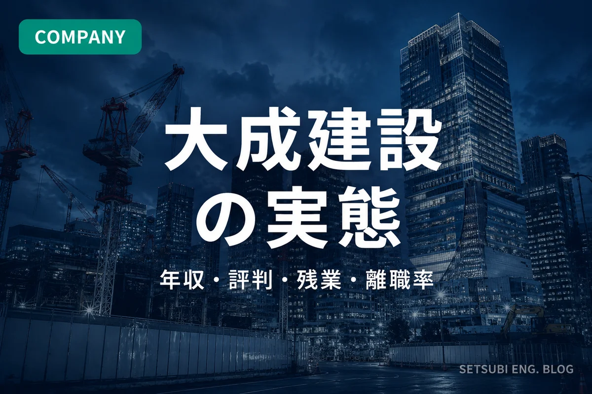 大成建設の年収・評判・残業・離職率の実態を解説するアイキャッチ画像｜都市開発現場の夜景