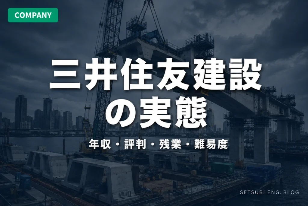 三井住友建設の年収・評判・残業・難易度の実態を解説するアイキャッチ画像｜PC橋梁架設工事現場