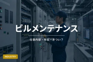 配電盤を点検するビルメンテナンス技術者