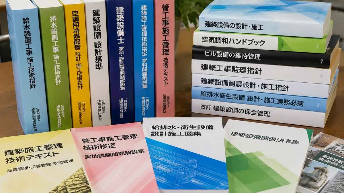 1級管工事施工管理技士の出題範囲：設備系技術書の並び