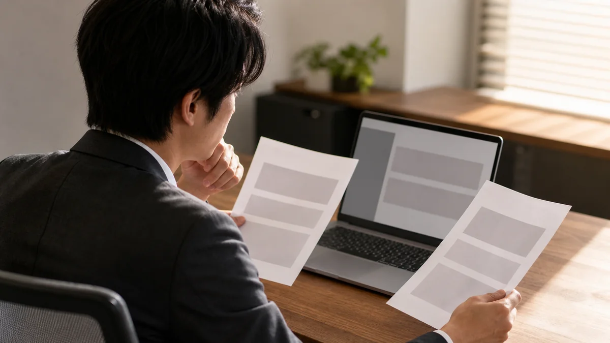 建築設備士が年収や転職にどう影響するか、勤務先の制度と求人条件を見比べて確認する男性会社員