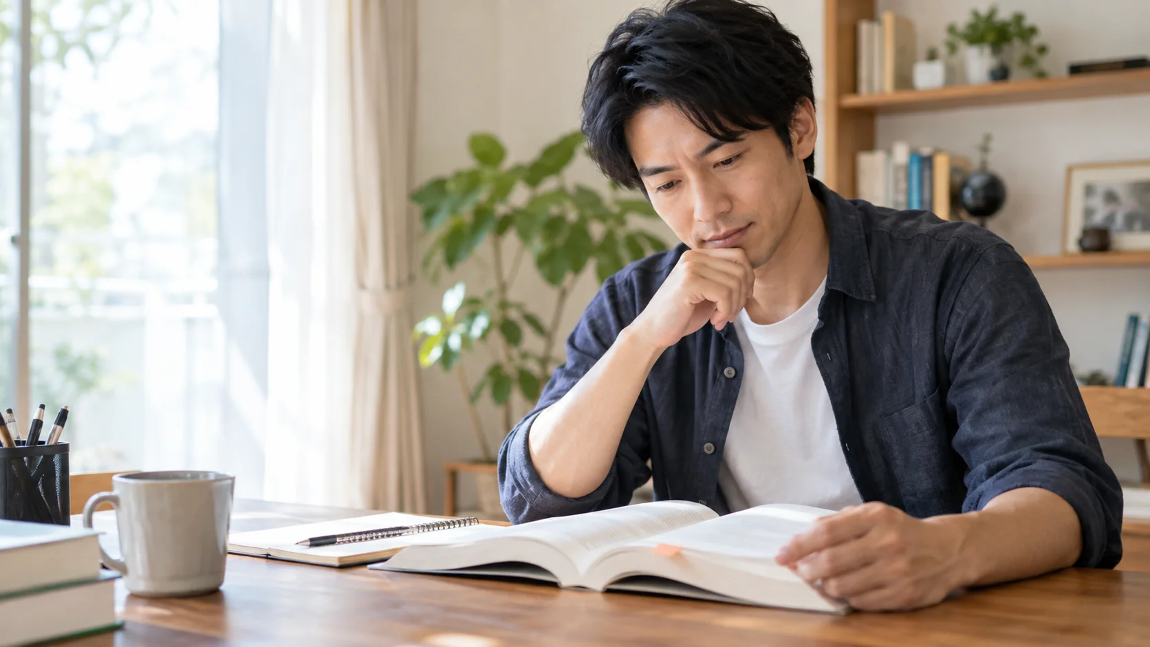 参考書で疑問を確認する受験者のイメージ